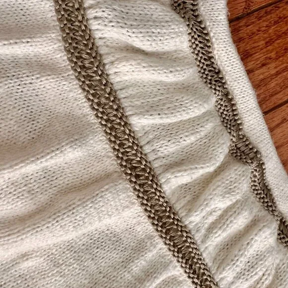 Knitted & Knotted cap sleeve cream-colored sweater - Size Large - Picture 3 of 4